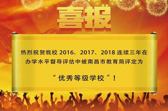 热烈祝贺B体育网站登录2016、2017、2018连续三年被南昌市教育局评定为“优秀等级学校”！